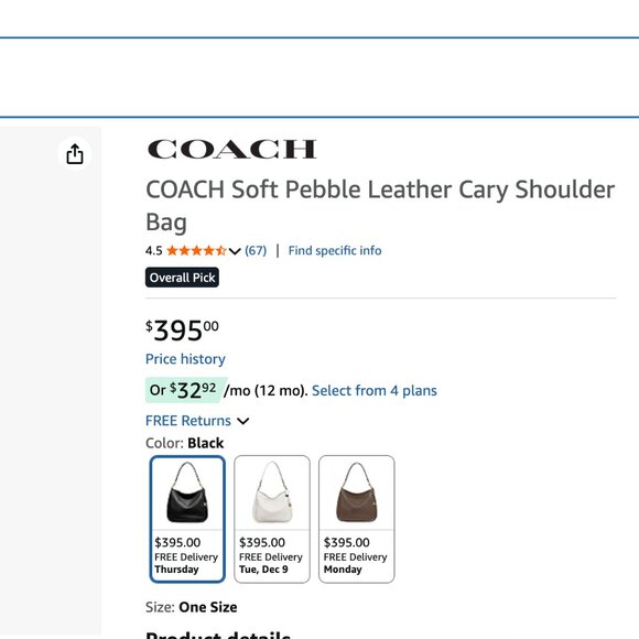 Coach Cary Shoulder bag.  Black with gold hardware - Picture 10 of 14